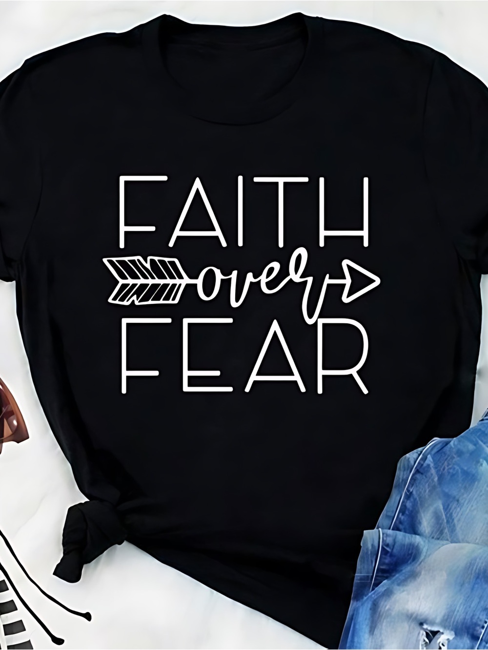 Faith Over Fear Christian Inspirational Minimal Quote T Shirt